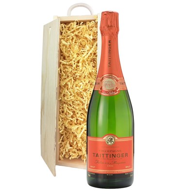 Taittinger Les Folies de la Marquetterie In Wooden Sliding Lid Gift Box